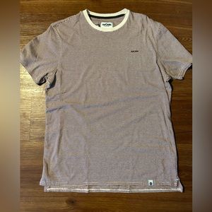 OurCaste t-shirt. Red and white stripes. Size large